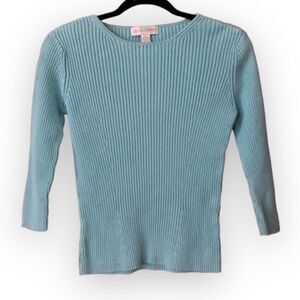 Vintage Y2K Casual Corner Blue Ribbed Sweater Size Large